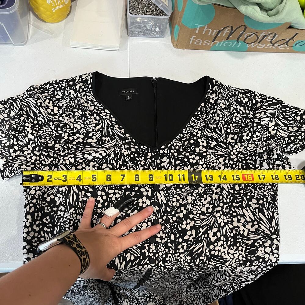 Talbots Floral Short Flutter Sleeve Buttons Retro… - image 8